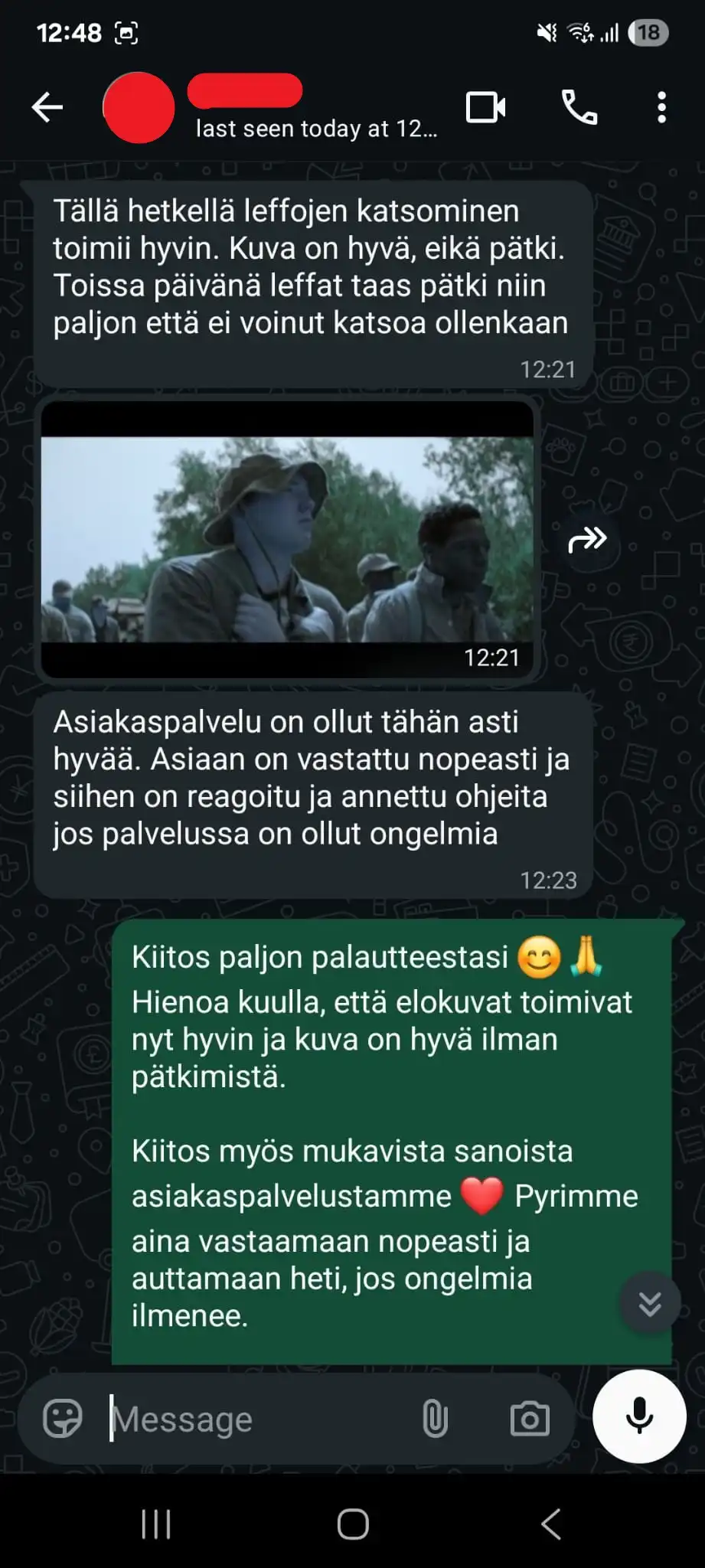 IPTV elokuvat asiakaspalaute